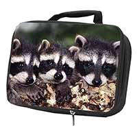 Cute Baby Racoons Black Insulated School Lunch Box/Picnic Bag