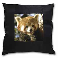 Red Panda Bear Black Satin Feel Scatter Cushion