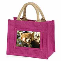 Red Panda Bear Little Girls Small Pink Jute Shopping Bag