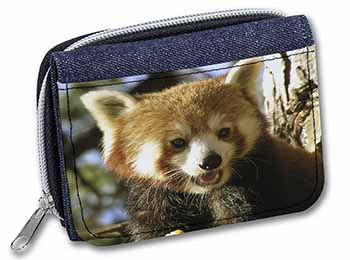 Red Panda Bear Unisex Denim Purse Wallet