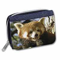 Red Panda Bear Unisex Denim Purse Wallet