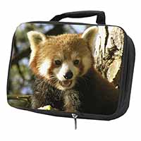 Red Panda Bear Black Insulated School Lunch Box/Picnic Bag