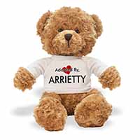 Adopted By ARRIETTY Teddy Bear Wearing a Personalised Name T-Shirt
