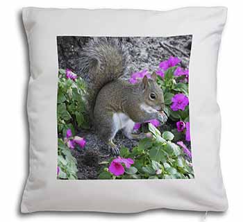 Squirrel by Flowers Soft White Velvet Feel Scatter Cushion