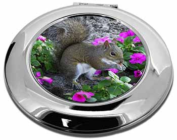 Squirrel by Flowers Make-Up Round Compact Mirror