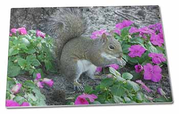 Large Glass Cutting Chopping Board Squirrel by Flowers