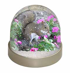 Squirrel by Flowers Snow Globe Photo Waterball