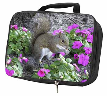 Squirrel by Flowers Black Insulated School Lunch Box/Picnic Bag