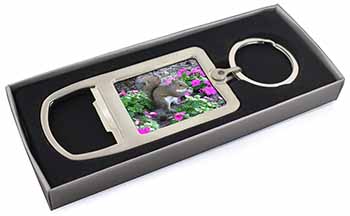 Squirrel by Flowers Chrome Metal Bottle Opener Keyring in Box
