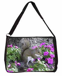 Squirrel by Flowers Large Black Laptop Shoulder Bag School/College