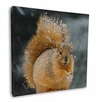 Red Squirrel in Snow Square Canvas 12"x12" Wall Art Picture Print