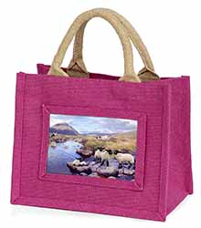Border Collie on Sheep Watch Little Girls Small Pink Jute Shopping Bag