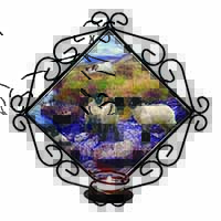 Border Collie on Sheep Watch Wrought Iron Wall Art Candle Holder
