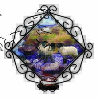 Border Collie on Sheep Watch Wrought Iron Wall Art Candle Holder