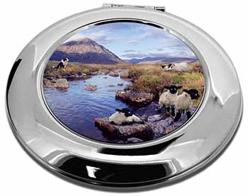Border Collie on Sheep Watch Make-Up Round Compact Mirror
