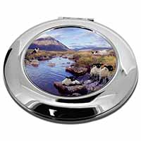 Border Collie on Sheep Watch Make-Up Round Compact Mirror