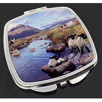 Border Collie on Sheep Watch Make-Up Compact Mirror