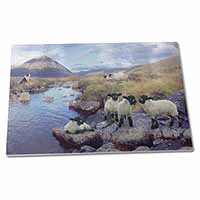 Large Glass Cutting Chopping Board Border Collie on Sheep Watch