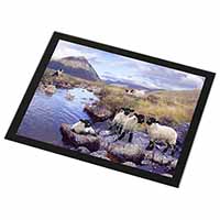 Border Collie on Sheep Watch Black Rim High Quality Glass Placemat