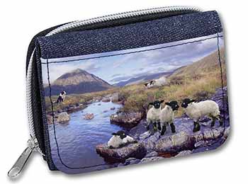 Border Collie on Sheep Watch Unisex Denim Purse Wallet