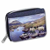 Border Collie on Sheep Watch Unisex Denim Purse Wallet