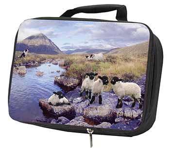 Border Collie on Sheep Watch Black Insulated School Lunch Box/Picnic Bag