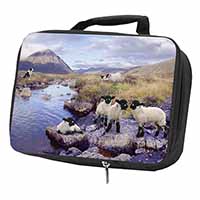 Border Collie on Sheep Watch Black Insulated School Lunch Box/Picnic Bag