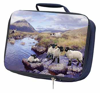 Border Collie on Sheep Watch Navy Insulated School Lunch Box/Picnic Bag