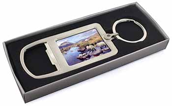 Border Collie on Sheep Watch Chrome Metal Bottle Opener Keyring in Box