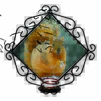 Red Squirrel in Snow Wrought Iron Wall Art Candle Holder