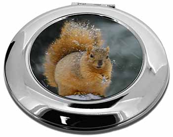 Red Squirrel in Snow Make-Up Round Compact Mirror