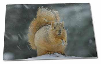 Large Glass Cutting Chopping Board Red Squirrel in Snow