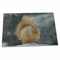Large Glass Cutting Chopping Board Red Squirrel in Snow