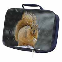Red Squirrel in Snow Navy Insulated School Lunch Box/Picnic Bag
