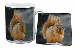 Red Squirrel in Snow Mug and Coaster Set
