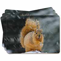 Red Squirrel in Snow Picture Placemats in Gift Box