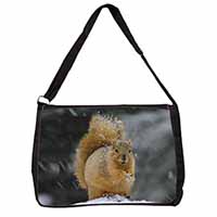 Red Squirrel in Snow Large Black Laptop Shoulder Bag School/College