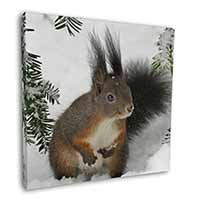 Forest Snow Squirrel Square Canvas 12"x12" Wall Art Picture Print