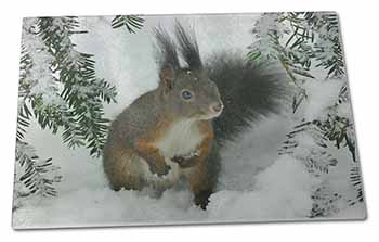 Large Glass Cutting Chopping Board Forest Snow Squirrel
