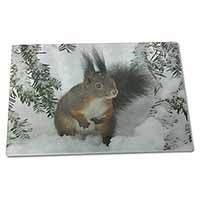 Large Glass Cutting Chopping Board Forest Snow Squirrel