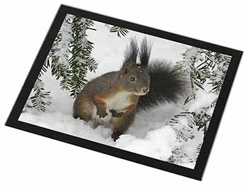 Forest Snow Squirrel Black Rim High Quality Glass Placemat