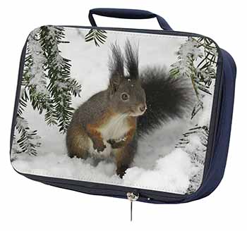 Forest Snow Squirrel Navy Insulated School Lunch Box/Picnic Bag