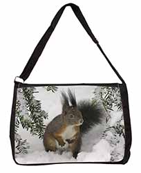 Forest Snow Squirrel Large Black Laptop Shoulder Bag School/College