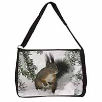 Forest Snow Squirrel Large Black Laptop Shoulder Bag School/College