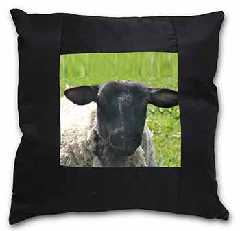 Black Face Sheep Black Satin Feel Scatter Cushion