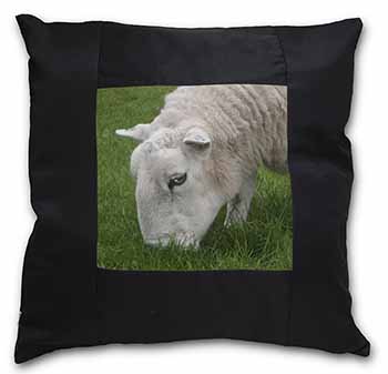 Grazing Sheep Black Satin Feel Scatter Cushion