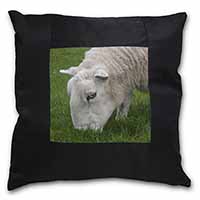 Grazing Sheep Black Satin Feel Scatter Cushion