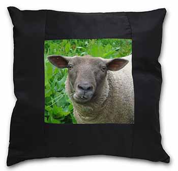Cute Sheeps Face Black Satin Feel Scatter Cushion