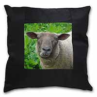Cute Sheeps Face Black Satin Feel Scatter Cushion