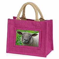 Cute Sheeps Face Little Girls Small Pink Jute Shopping Bag